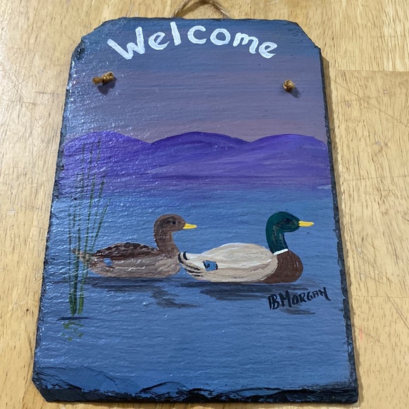 Beautiful slate roofing tile turned into a paining canvas. Hand Crafted locally